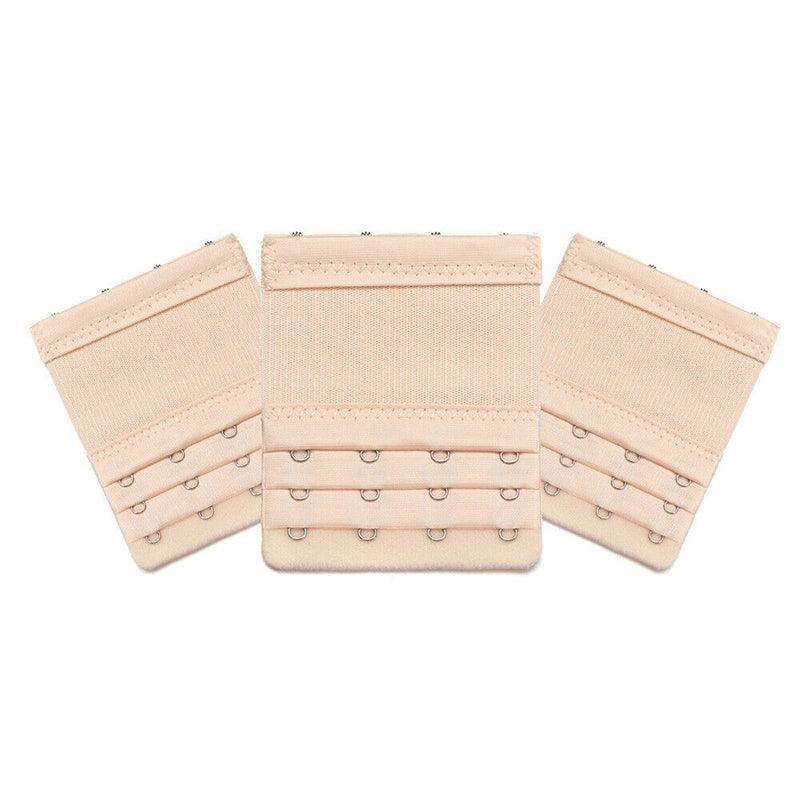3 Hook Bra Extender, Soft Elastic Bra Extension 3 Pack - Beige
