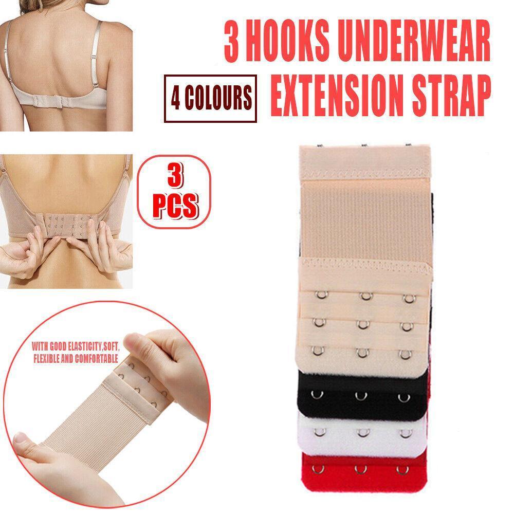 3 Hook Bra Extender, Soft Elastic Bra Extension 3 Pack - Red - view 2