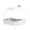 3-In-1 Bird Bath Box for Birdcage with Clear Dome Cover, Parrot Bathtub and Feeder - Bathroom Set
