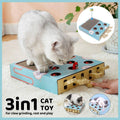 3-In-1 Cat Scratch Board and Play Box with Paw Levers - Blue