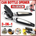 3-In-1 Manual Can and Bottle Opener - Stainless Steel, Black and Silver