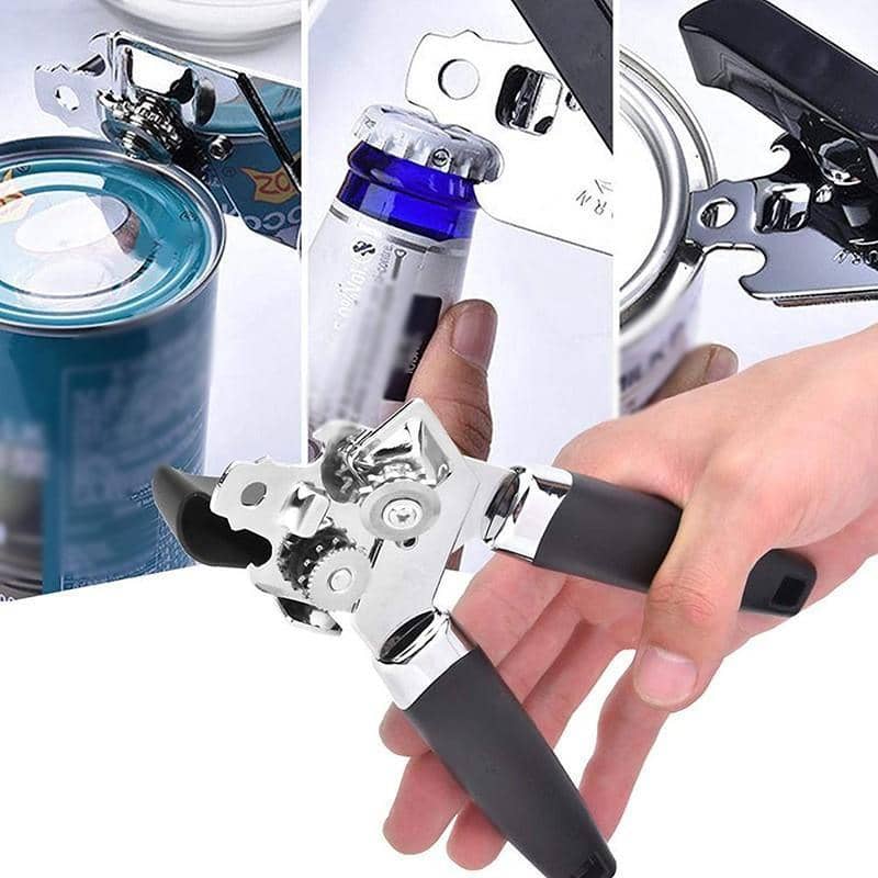 3-In-1 Manual Can and Bottle Opener - Stainless Steel, Black and Silver - view 3