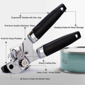 3-In-1 Manual Can and Bottle Opener - Stainless Steel, Black and Silver - view 4