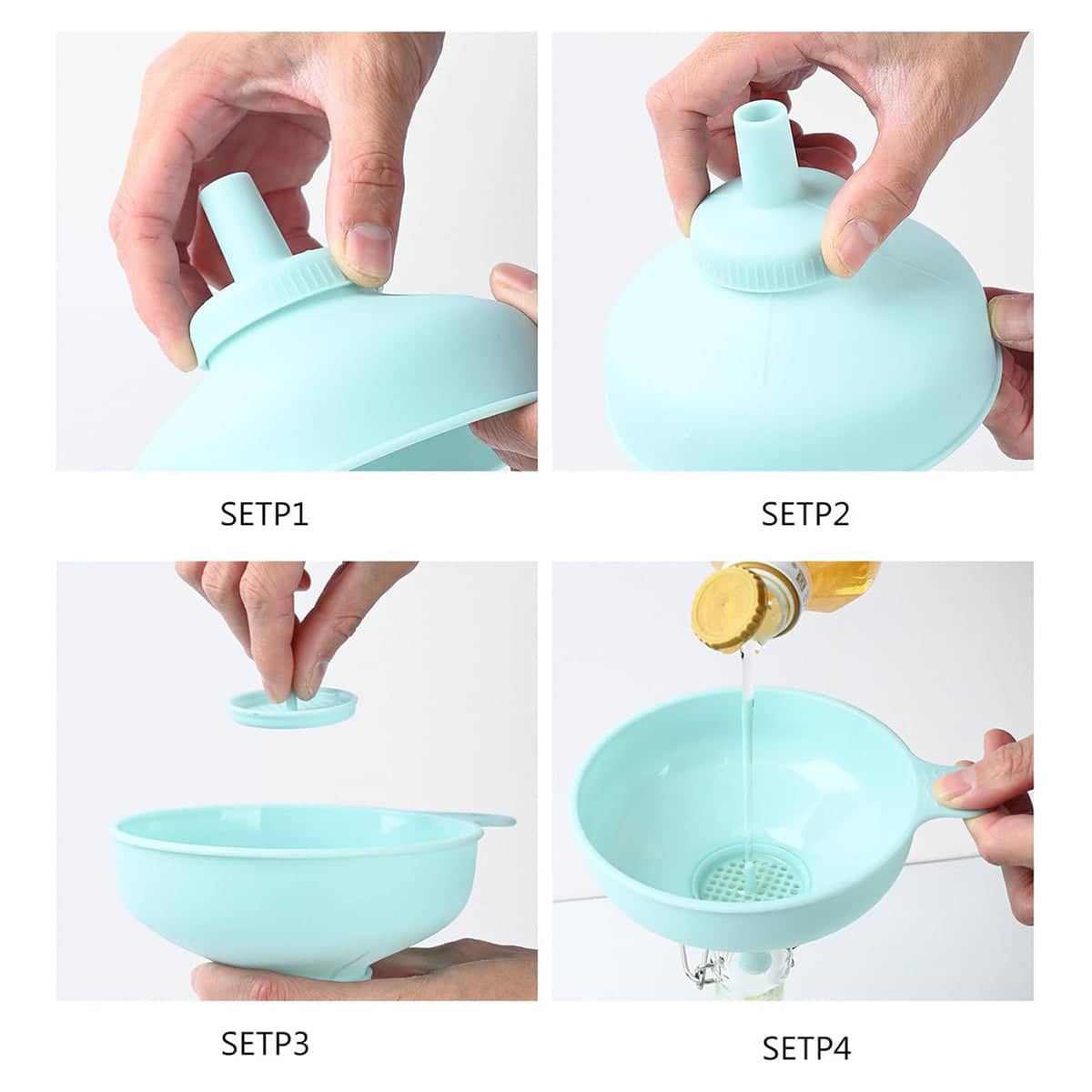 3-In-1 Multi Function Plastic Funnel Set Food Grade for Cooking Baking Liquid - Green - view 4