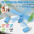 3-In-1 Portable Mini USB Fan for iPhone, Android and Type-C Phones - Orange - view 2