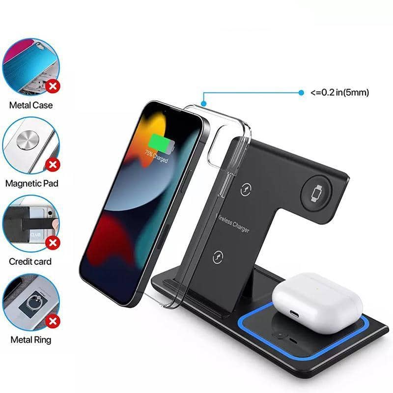 3-In-1 Wireless Charger Dock, 15W Qi Fast Charging for iPhone and Apple Watch - view 5