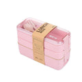 3 Layer Bento Lunch Box 900 ml with Spoon and Fork, Portable Student Lunch Container - Pink