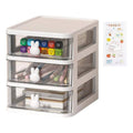 3 Layer Bunny Desktop Organiser with Transparent Drawers for Home Office - White