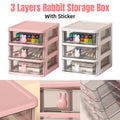 3 Layer Bunny Desktop Organiser with Transparent Drawers for Home Office - White - view 2