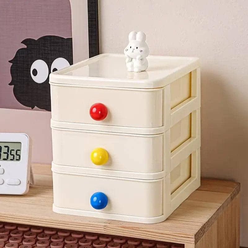 3 Layer Mini Drawer Storage Box Plastic Desktop Organiser