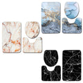 3 Piece Anti-Slip Bathroom Mat Set with Toilet Lid Cover - White and Orange Marble - view 3