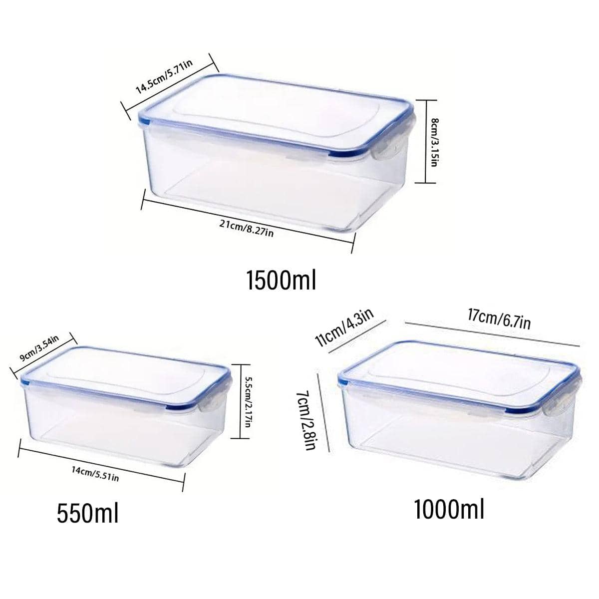 3 Piece Clear Airtight Food Storage Container Set - view 3