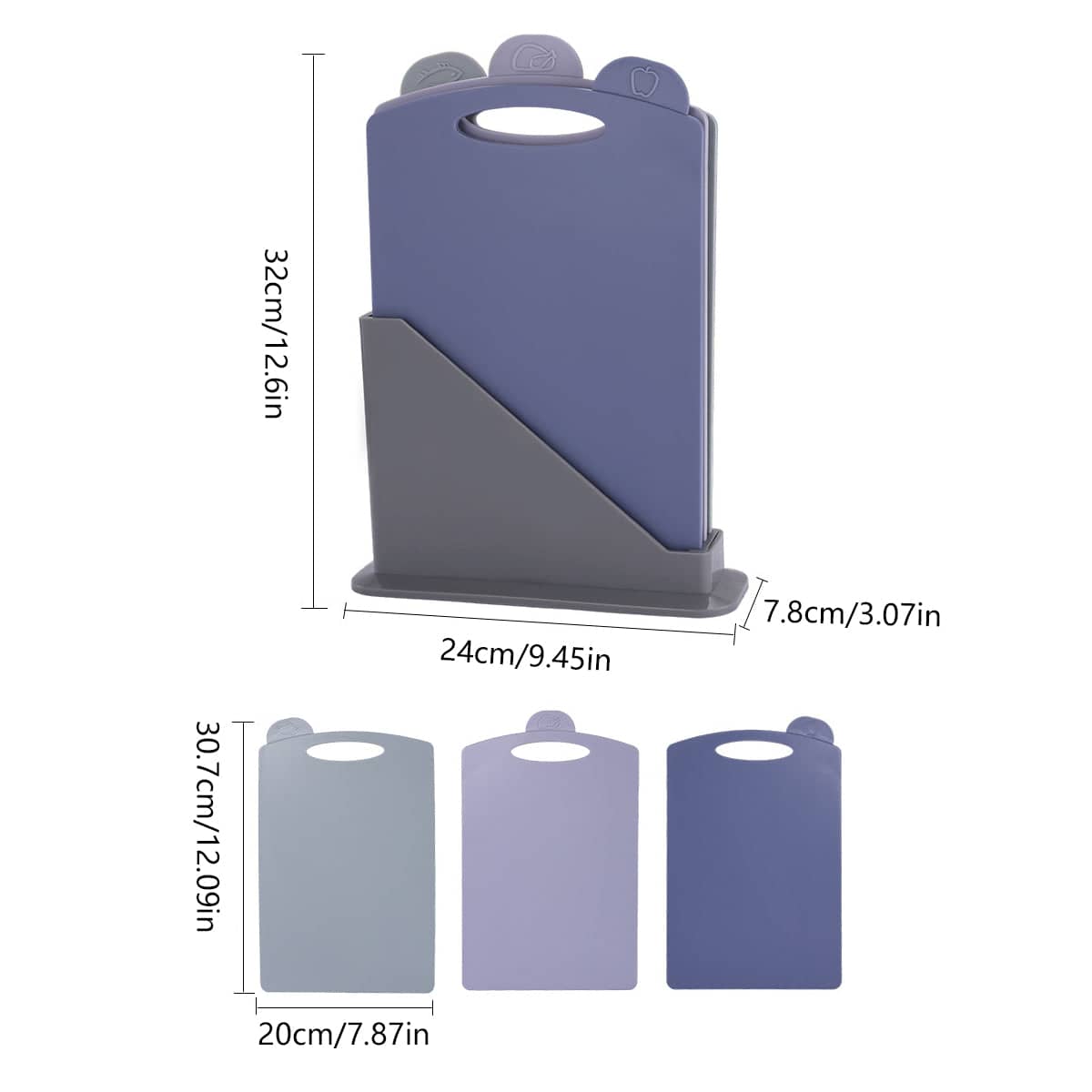 3 Piece Food Grade PP Cutting Board Set with Storage Stand for Meat, Vegetables and Fruit - view 3