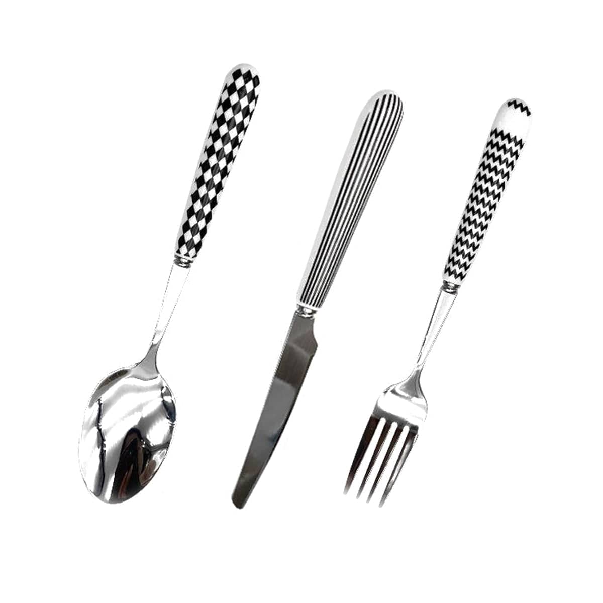 3 Piece Stainless Steel Cutlery Set with Ceramic Handles for Dining - view 2