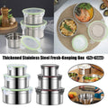 3 Piece Stainless Steel Sealed Crisper Storage Box Set with Lid - Green Lid - view 2