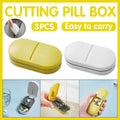 3 Piece Tablet Cutter Pill Splitter and Pill Organiser Set - Yellow - view 2