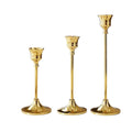 3 Piece Vintage Gold Metal Candlestick Set with Different Heights - view 2