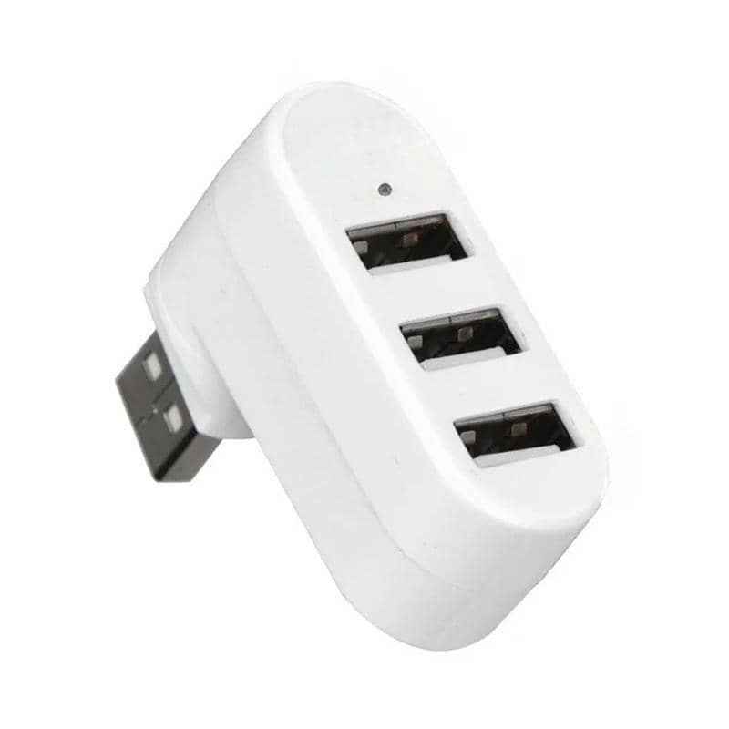 3 Port USB Hub Splitter Adapter, Super Speed Data Hub for Laptop and PC - White