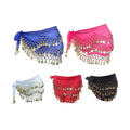 3-Row Belly Dance Hip Scarf with 98 Gold-Tone Coins - Red - view 3