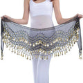 3-Row Belly Dance Hip Scarf with 98 Gold-Tone Coins - Red - view 5