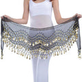 3-Row Belly Dance Hip Scarf with 98 Gold-Tone Coins - White - view 5