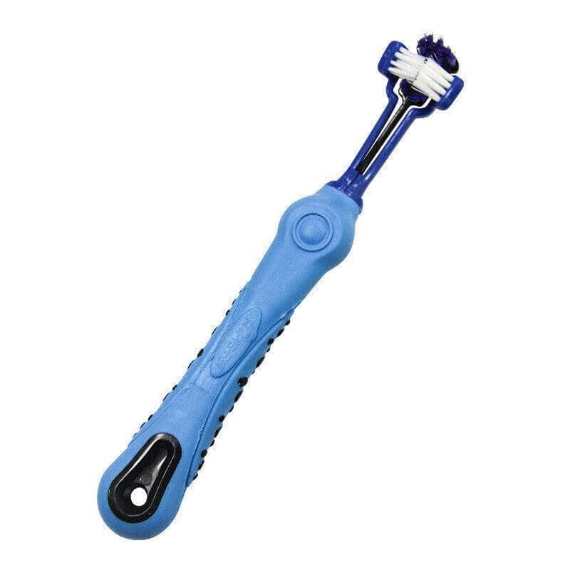 3-Sided Pet Toothbrush for Dogs and Cats - Blue