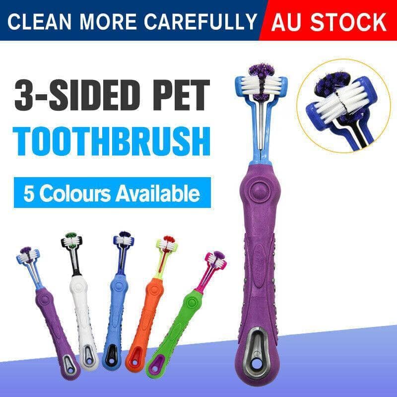 3-Sided Pet Toothbrush for Dogs and Cats - Blue - view 2