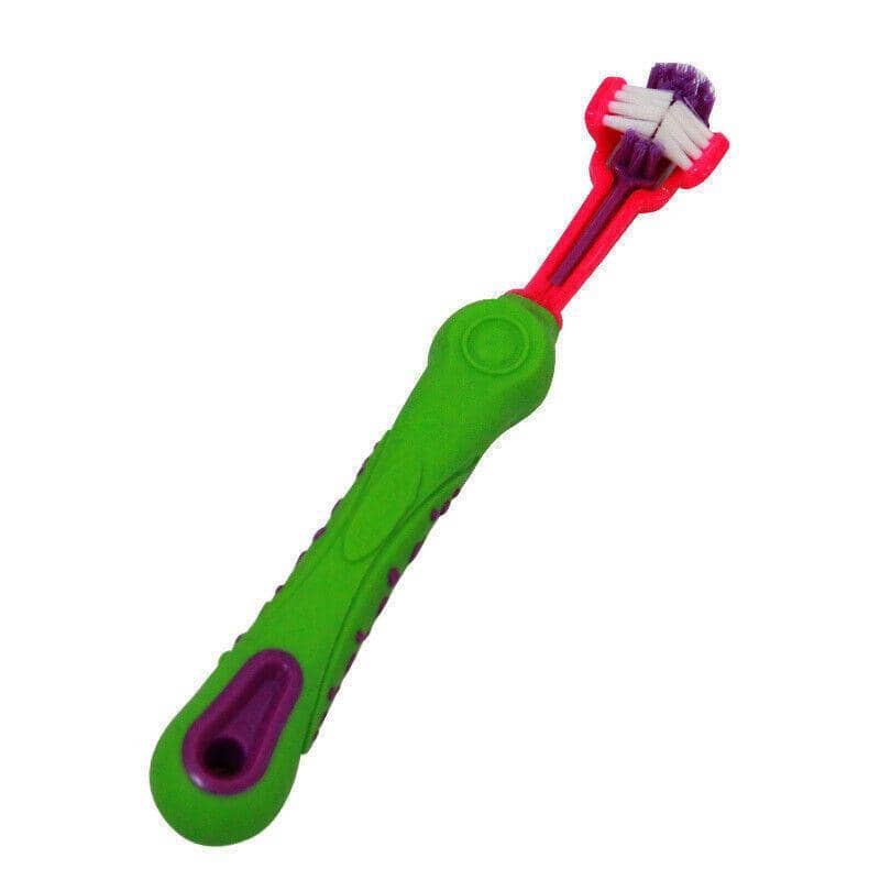 3-Sided Pet Toothbrush for Dogs and Cats - Green