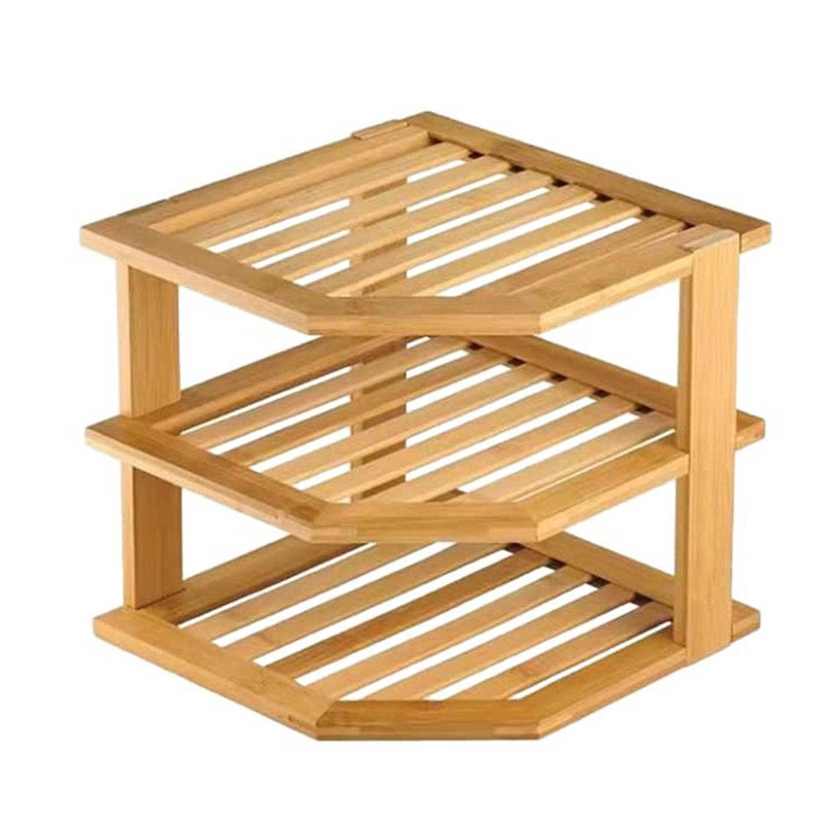 3 Tier Bamboo Corner Kitchen Storage Shelf for Countertop Spices and Dishes - view 2