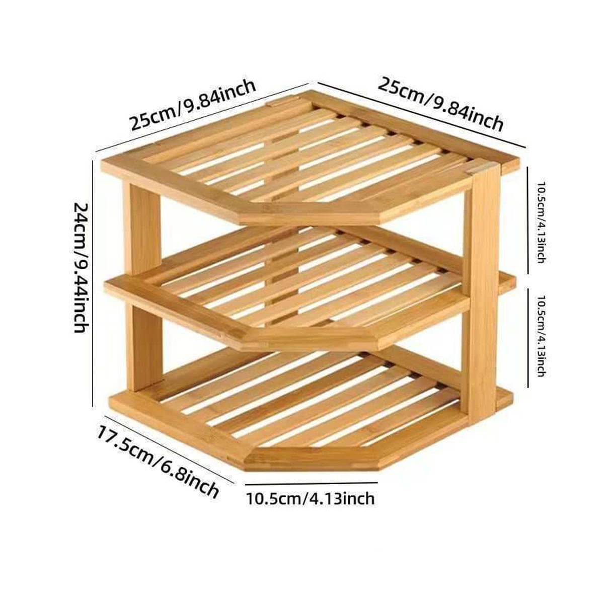 3 Tier Bamboo Corner Kitchen Storage Shelf for Countertop Spices and Dishes - view 3