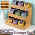3 Tier Bamboo Storage Rack and Tea Bag Organiser - 26.6 x 24 x 17.2cm
