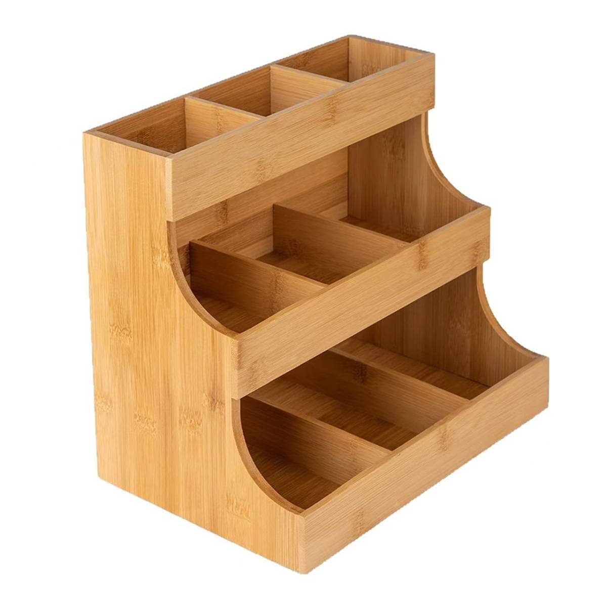 3 Tier Bamboo Storage Rack and Tea Bag Organiser - 26.6 x 24 x 17.2cm - view 2