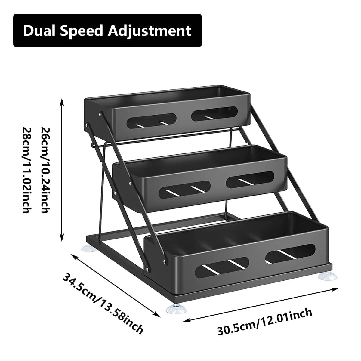 3 Tier Carbon Steel Kitchen Counter Spice Rack - Light Blue - view 4