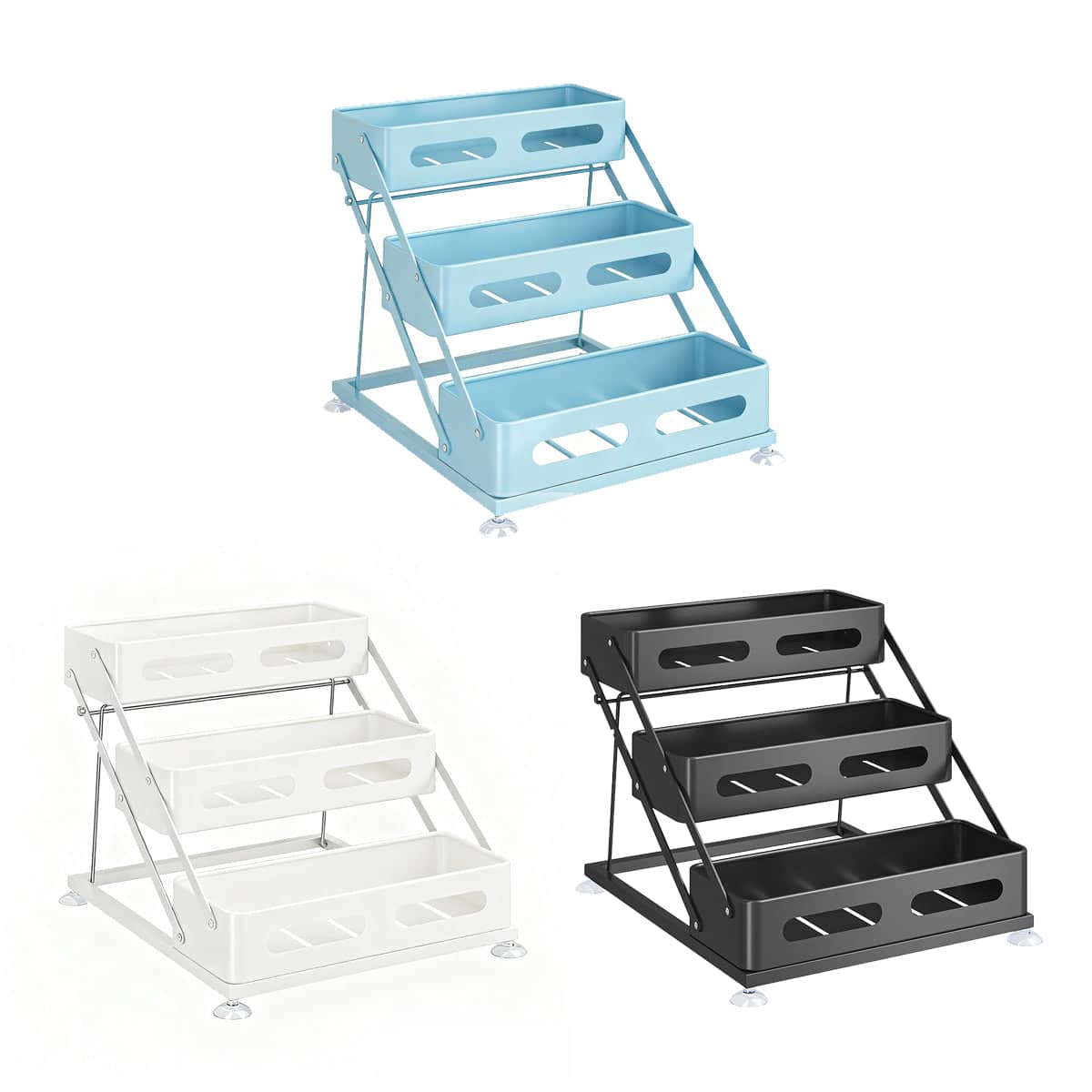 3 Tier Carbon Steel Kitchen Counter Spice Rack - White - view 3