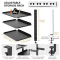 3 Tier Desk Edge Storage Rack - Black Carbon Steel, No-Drill Clamp - view 3