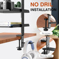 3 Tier Desk Edge Storage Rack - Black Carbon Steel, No-Drill Clamp - view 5