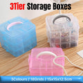 3-Tier Detachable Jewellery Organiser Box with Handle - Blue
