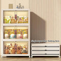 3-Tier Foldable Storage Cabinet with Doors and Wheels - White - view 4