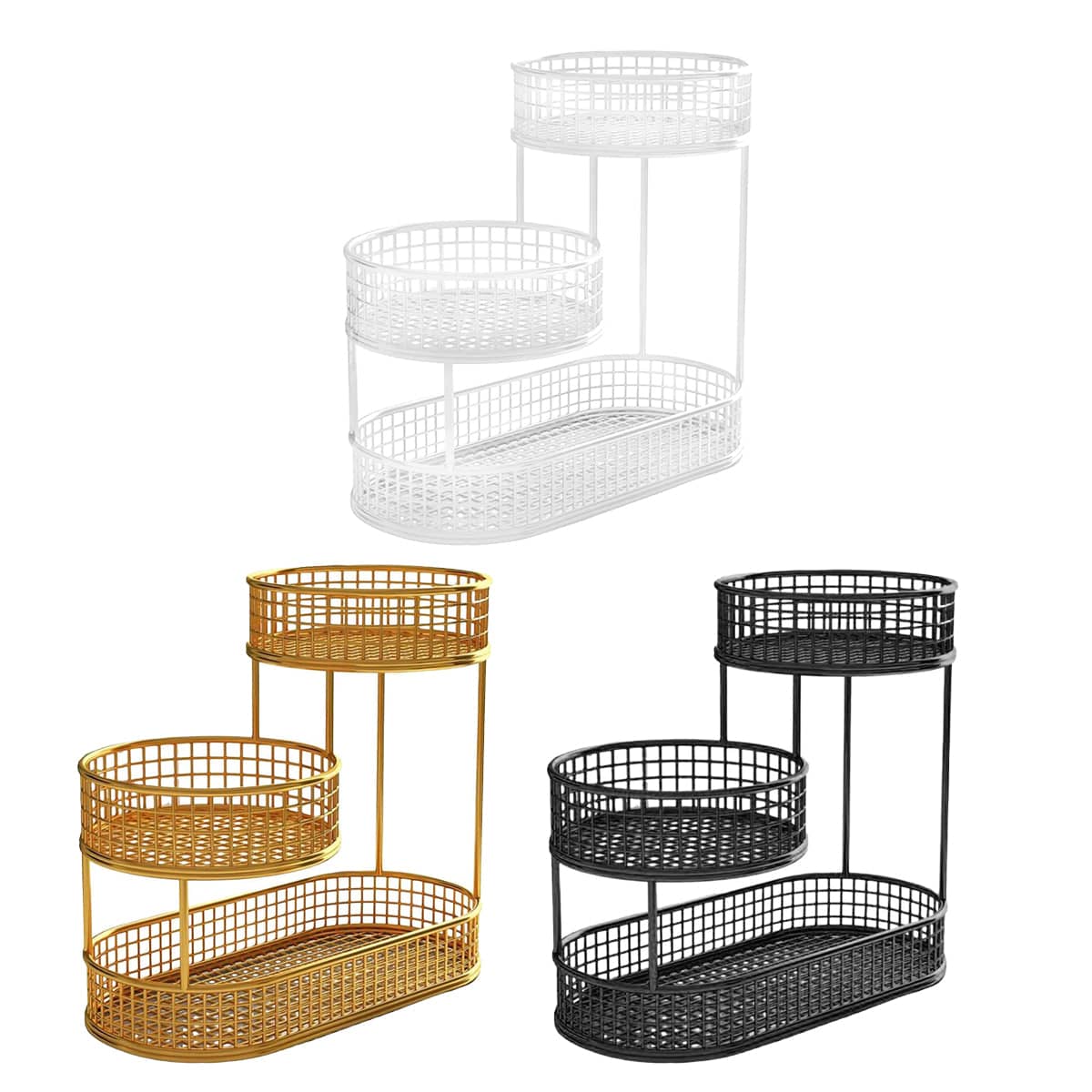 3-Tier Metal Fruit Basket Stand for Kitchen Counter - Gold - view 3