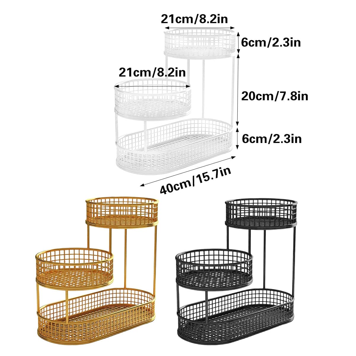 3-Tier Metal Fruit Basket Stand for Kitchen Counter - White - view 4