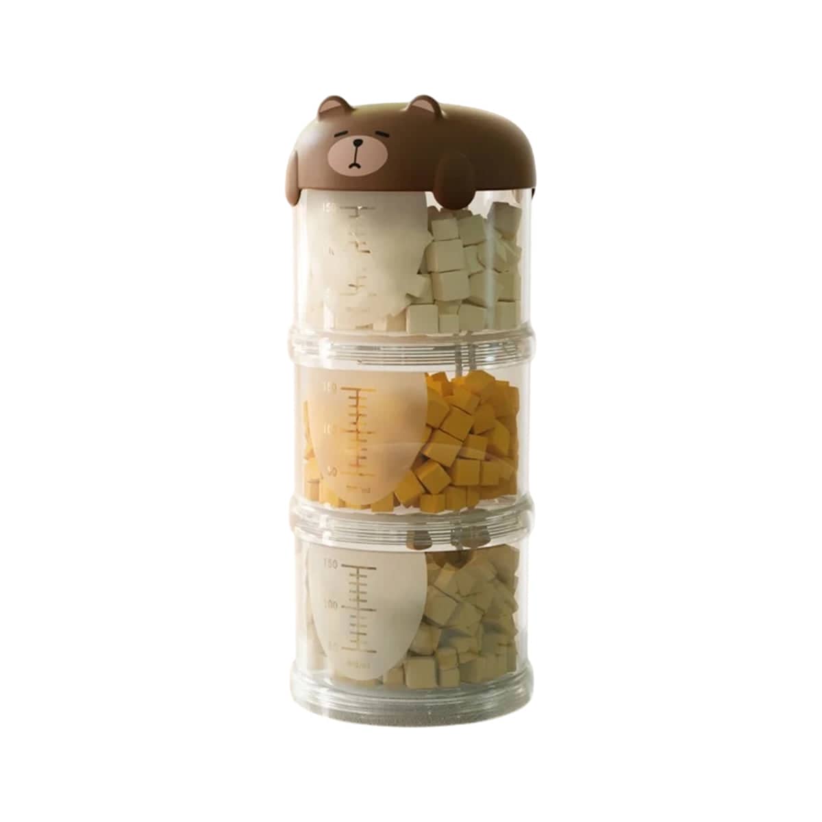 3-Tier Pet Food Storage Container, Stackable Travel Snack Bucket - Coffee
