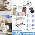 3 Tier Rolling Towel Storage Rack with Wheels Foldable Space Saving - Blue - view 2