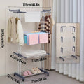 3 Tier Rolling Towel Storage Rack with Wheels Foldable Space Saving - Blue - view 3