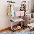 3 Tier Rolling Towel Storage Rack with Wheels Foldable Space Saving - Blue - view 4