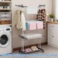 3 Tier Rolling Towel Storage Rack with Wheels Foldable Space Saving - Blue - view 5