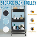 3 Tier Rolling Trolley Shelf Organiser with Wheels and Removable Trays - Blue - view 2
