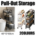3-Tier Slim Pull-Out Kitchen Storage Trolley, 15 cm Wide on Wheels - Black - view 2