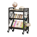 3-Tier Steel Storage Rack with Wheels, Rolling Mobile Shelf, Black - view 2
