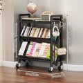 3-Tier Steel Storage Rack with Wheels, Rolling Mobile Shelf, Black - view 3