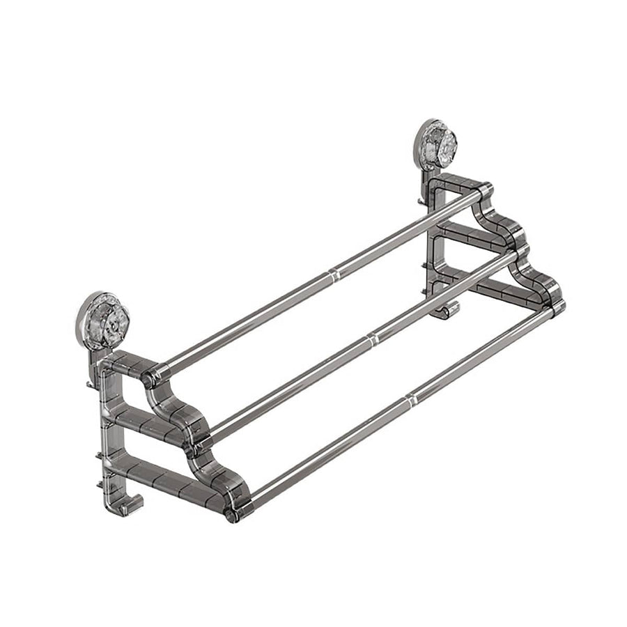 3 Tier Towel Rack No Drill Installation Wall Mounted Rustproof Space Saving - Grey